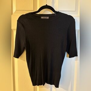 M&S Collection Black Ribbed Crew Neck Sweater Size 12